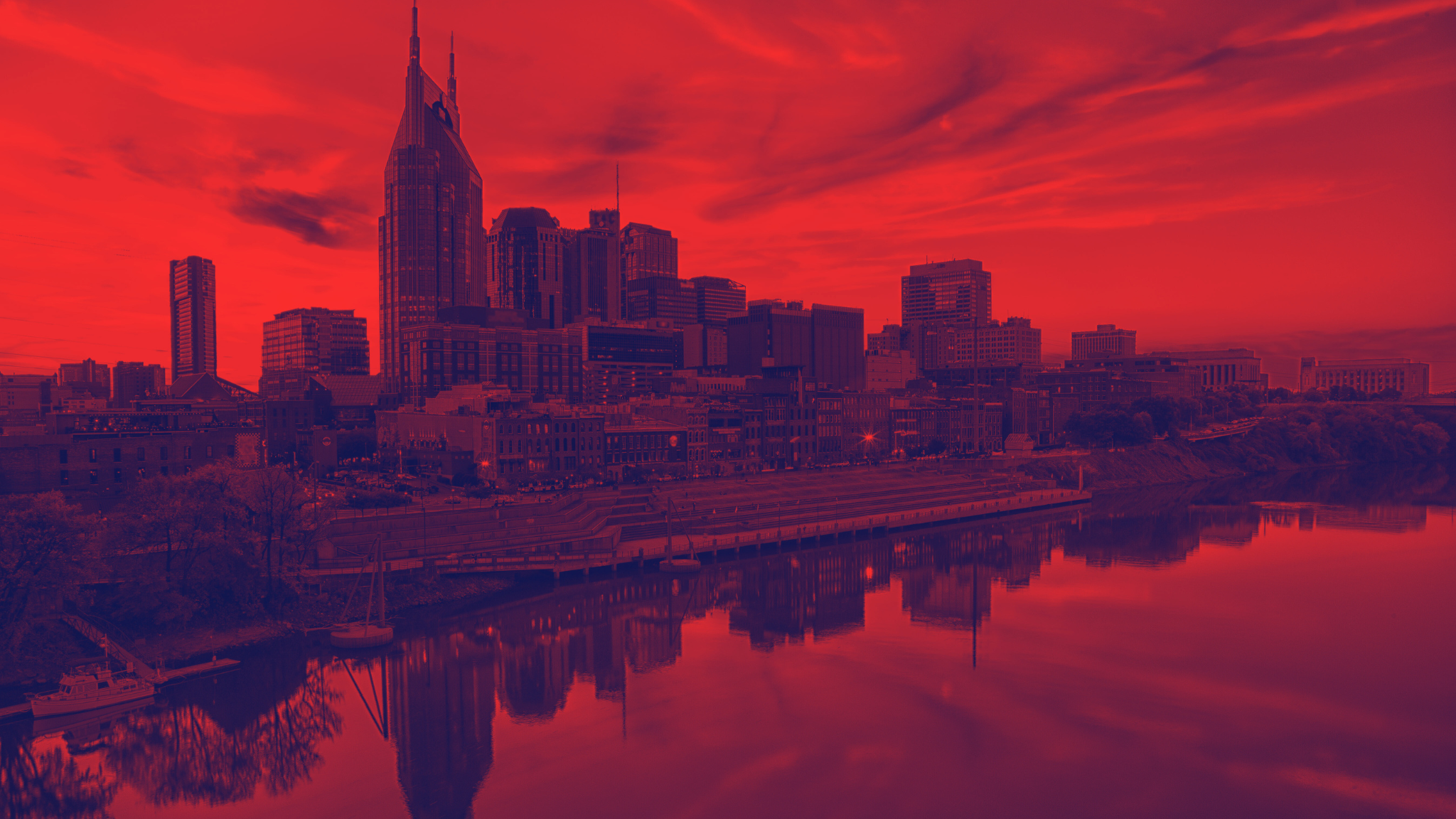 Nashville Downtown Skyline behind the Cumberland River